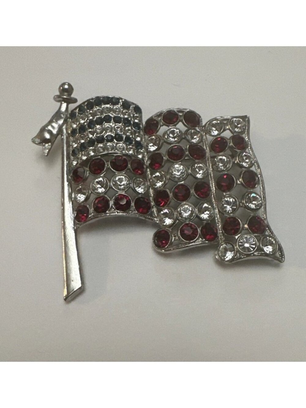 TARA Red White & Blue American Flag HUGE Vintage Pin Brooch